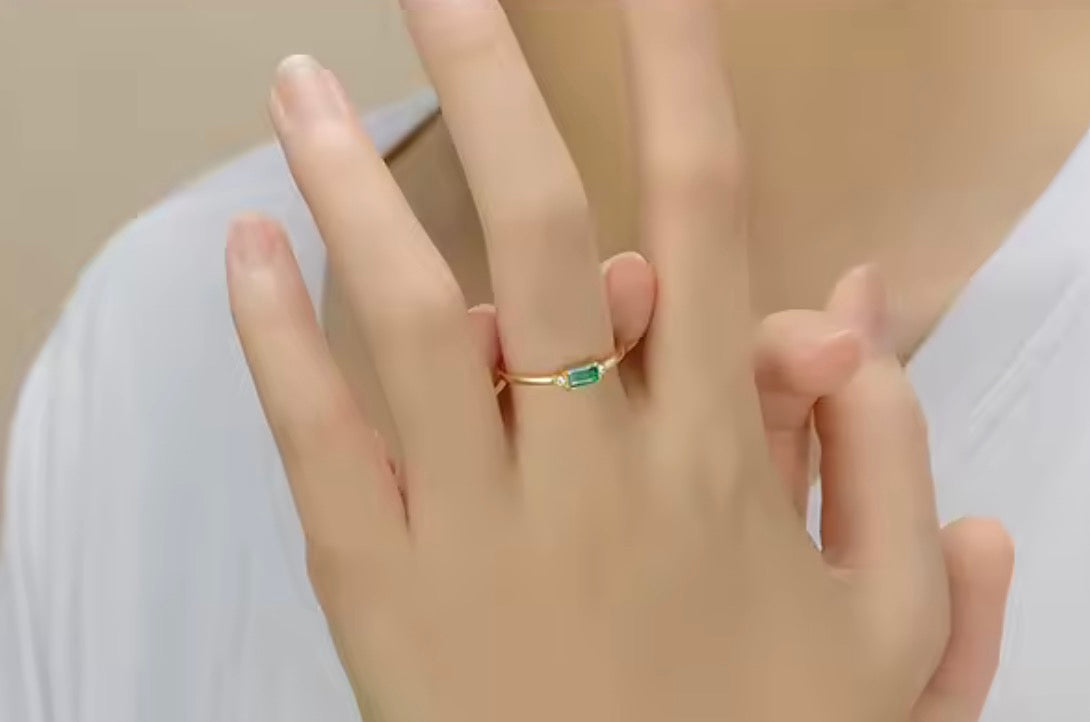 Bloo & Co Rectangular light sea Ring in Gold