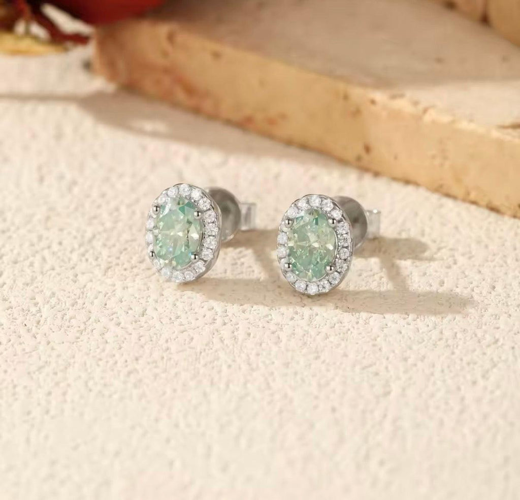 Bloo & Co Mini Oval Blue Surround Earrings.