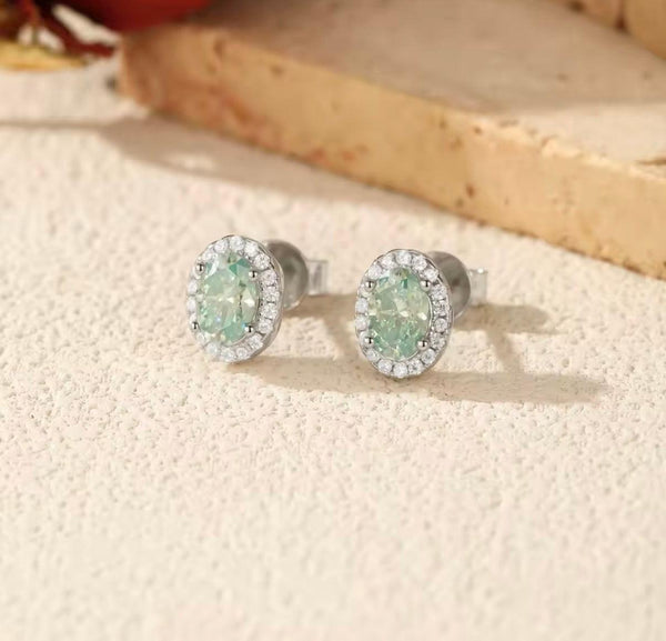 Bloo & Co Mini Oval Blue Surround Earrings.