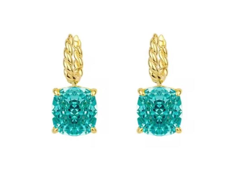 Bloo & Co Blue and Gold Loose Dangle Earrings.