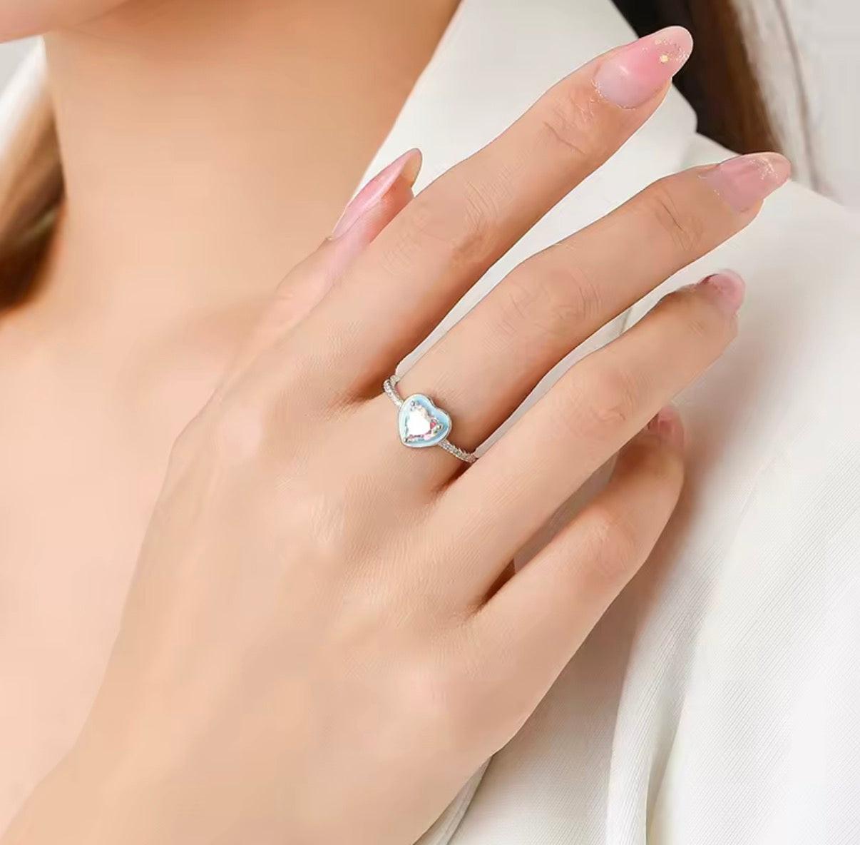Bloo & Co Heart Blue Pearl Ring.