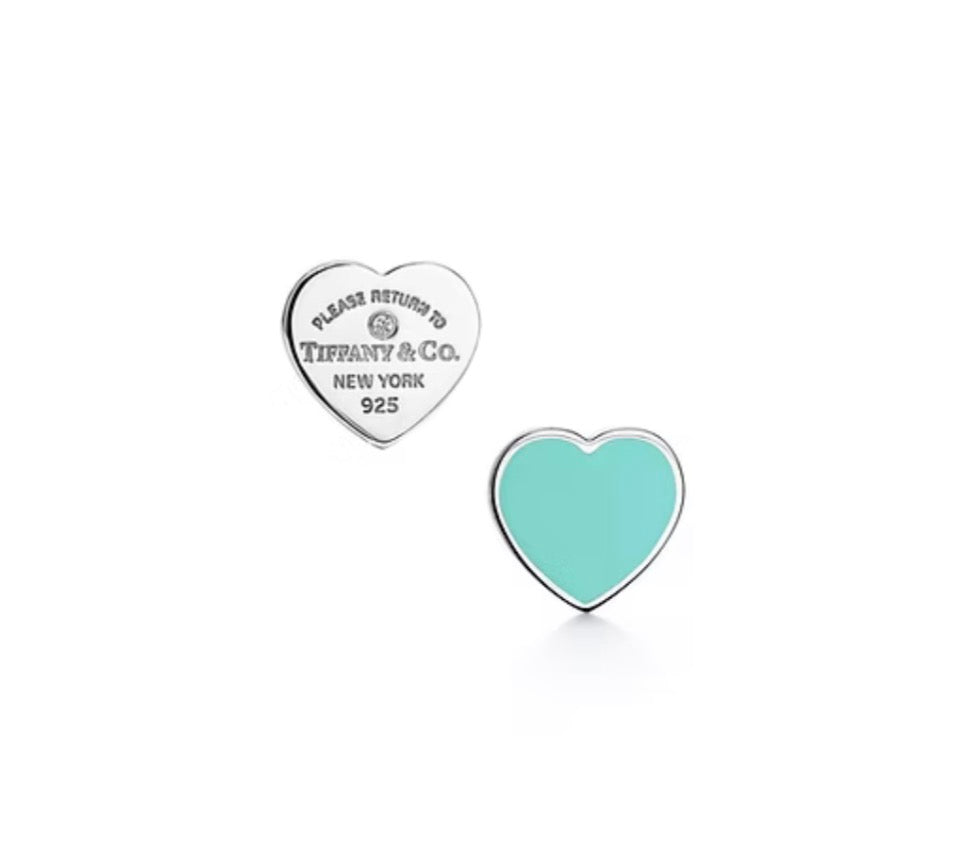 Tiffany Sterling Silver Earrings and Tiffany Blue with Crystal, Mini