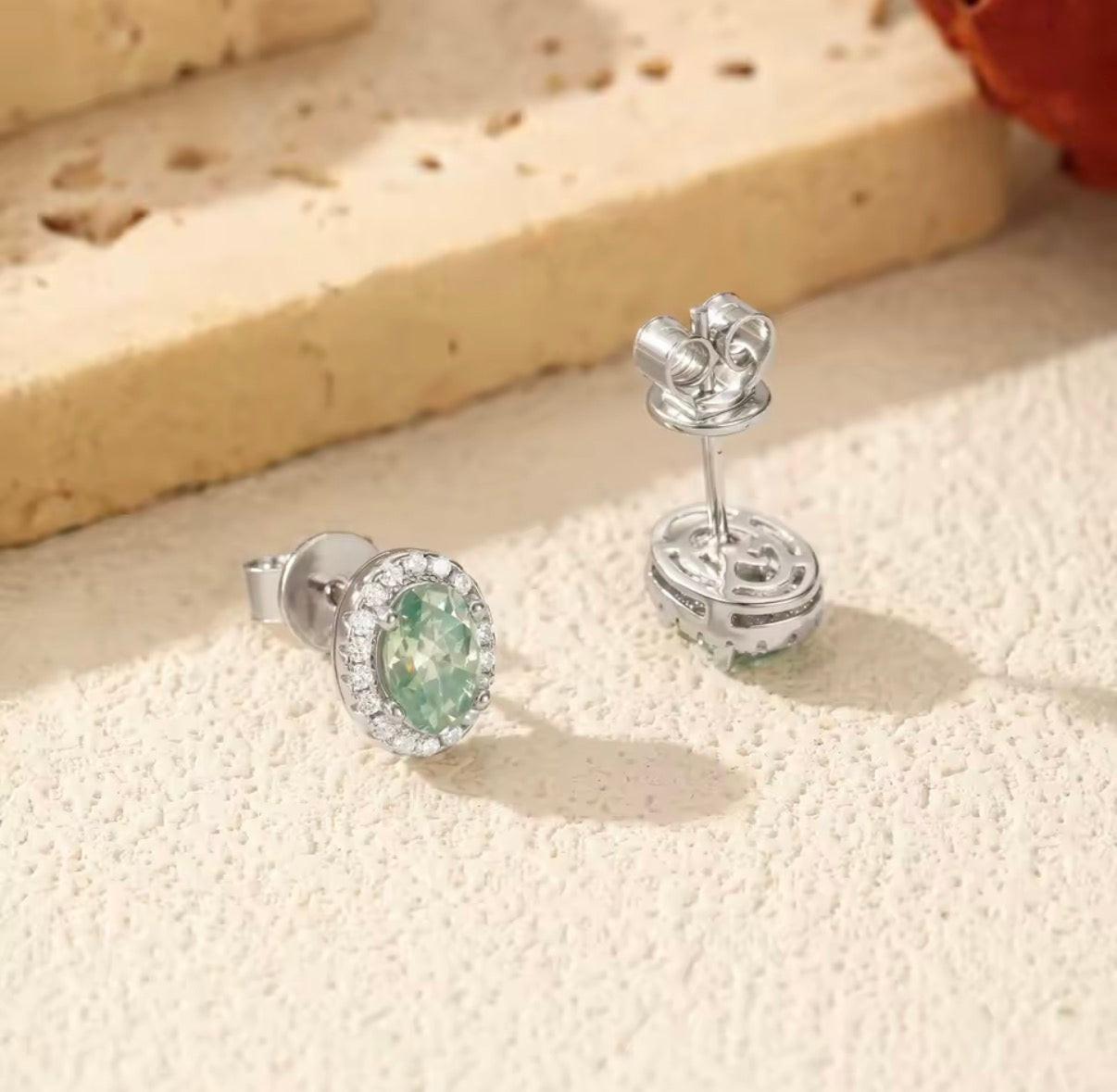 Bloo & Co Mini Oval Blue Surround Earrings.