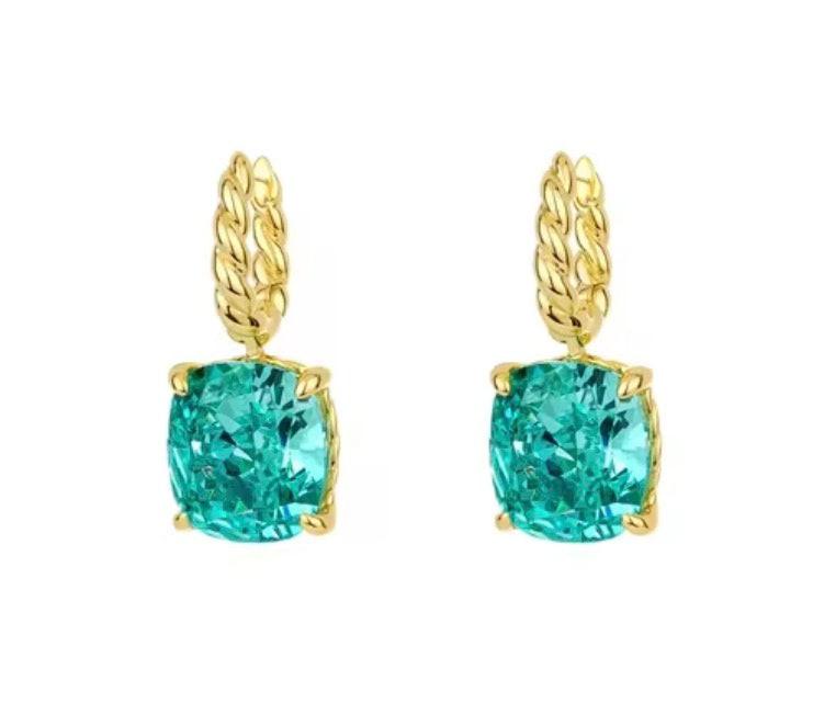 Bloo & Co Blue and Gold Loose Dangle Earrings.