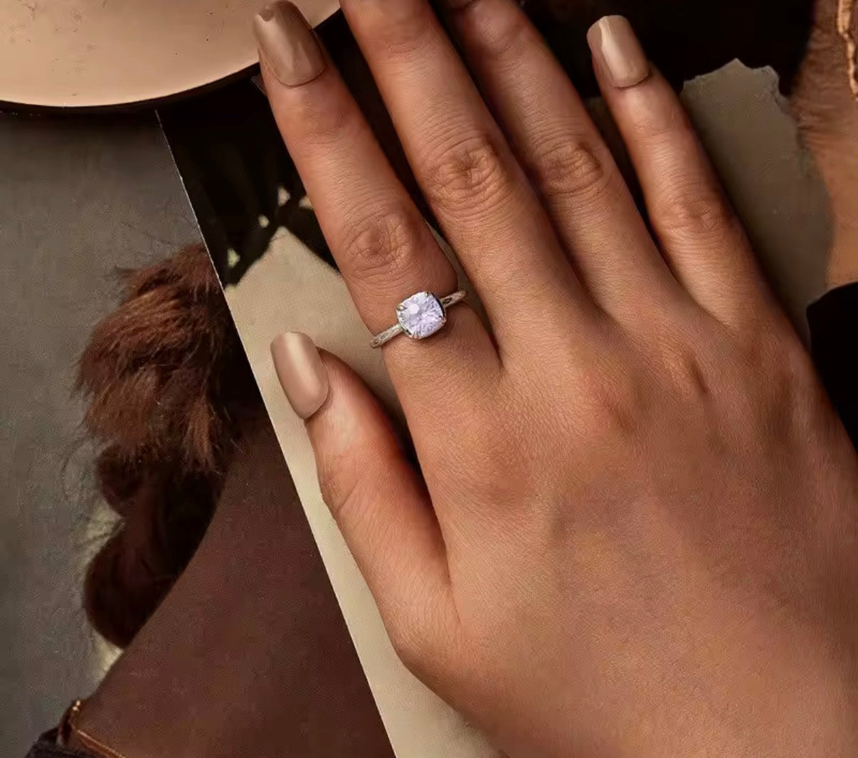 Bloo & Co Square Violet Pastel Ring in Silver