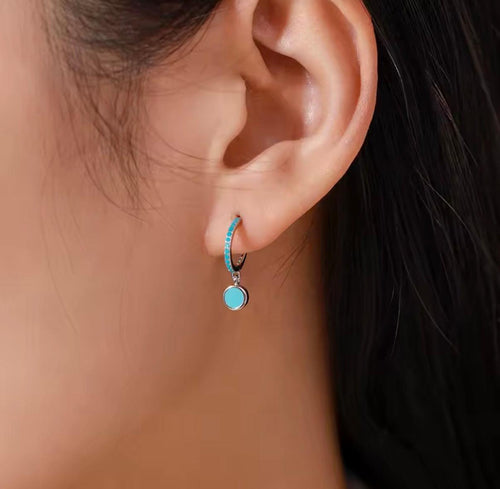 Bloo & Co Blue Circular Loose Dangle Earrings.