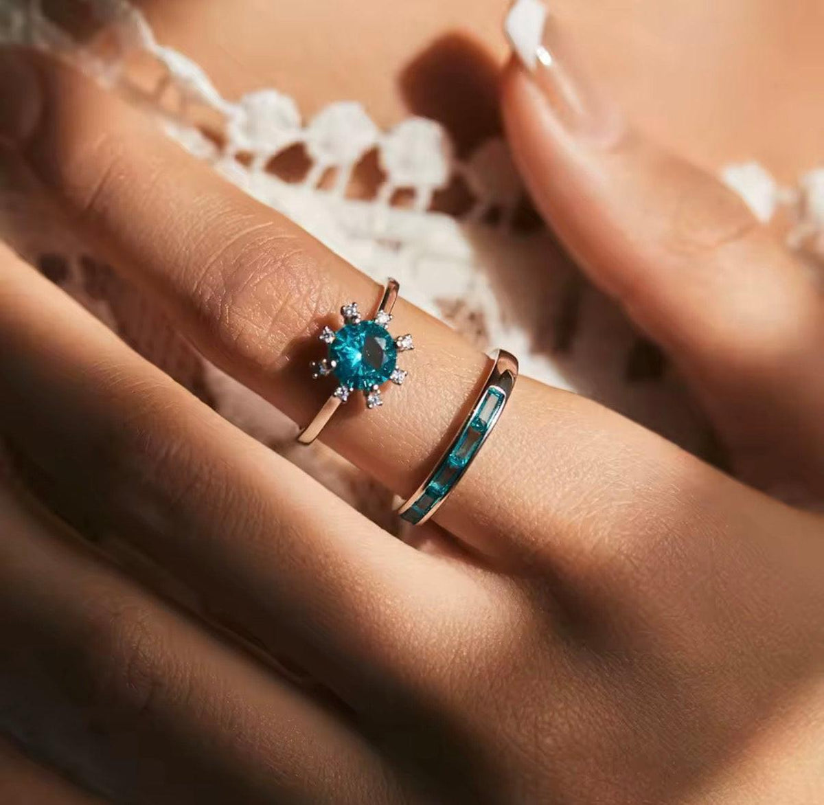 Bloo & Co Stretched Gem Half Eternity Ring.