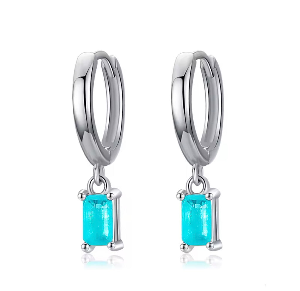 Bloo & Co Blue Paraiba Rectangular Dangle Earrings