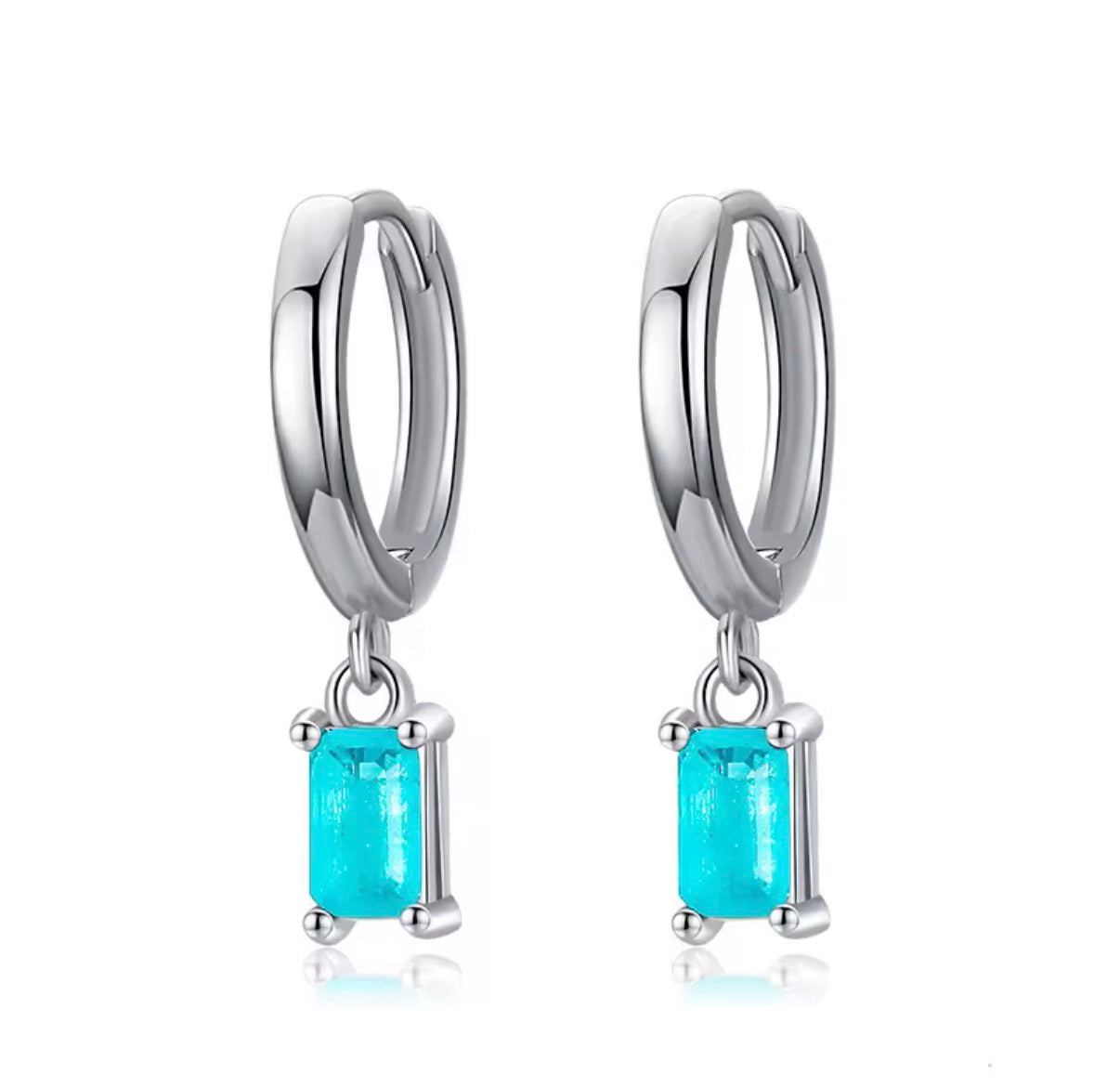 Bloo & Co Blue Paraiba Rectangular Dangle Earrings