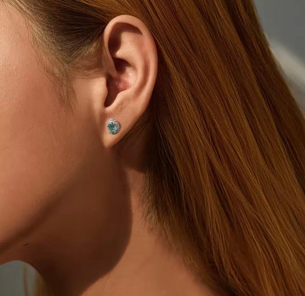 Bloo & Co Mini Oval Blue Surround Earrings.