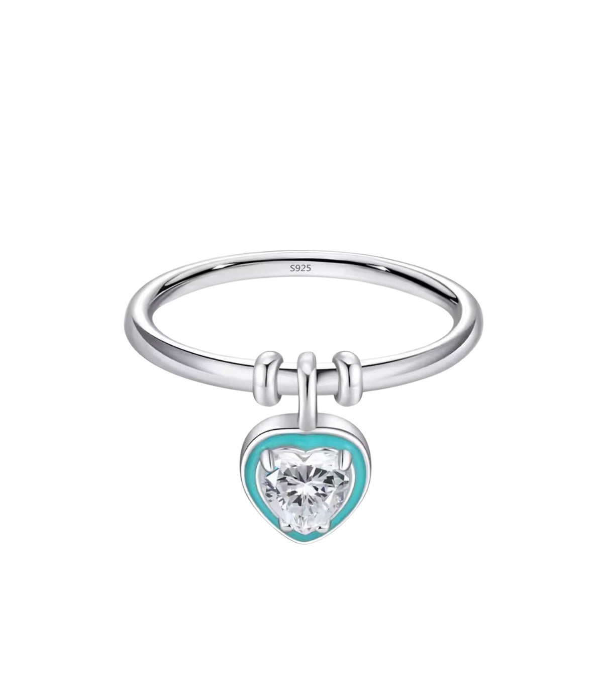 Bloo & Co Loose Heart Ring with Blue Border