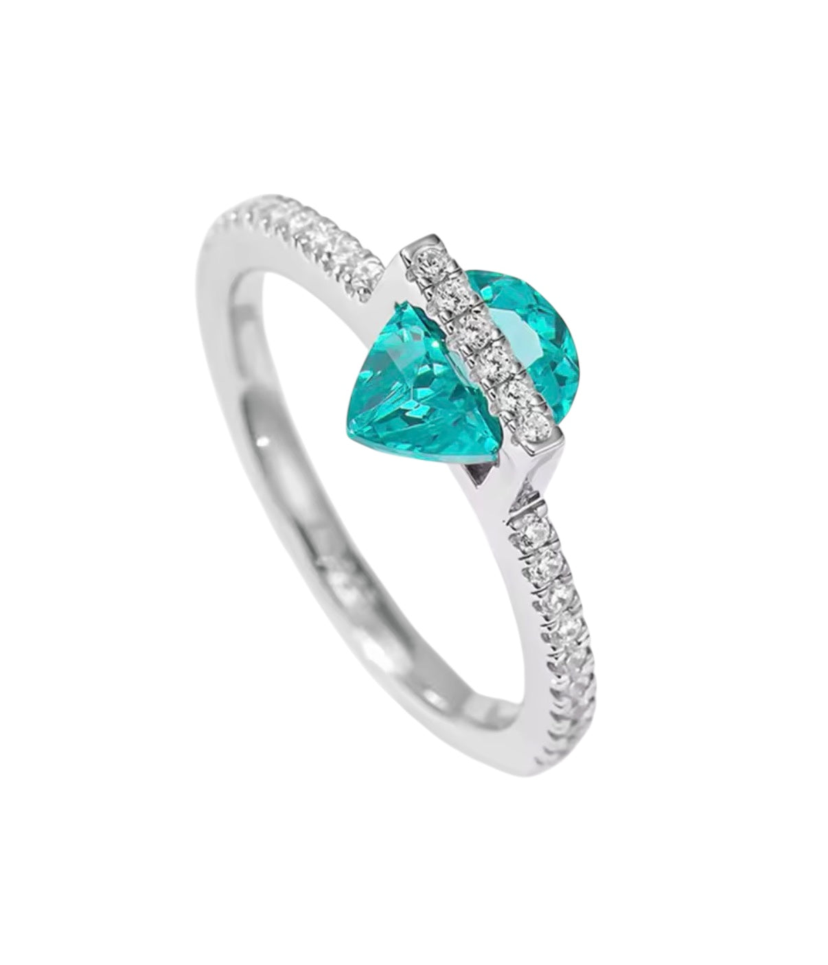 Bloo & Co Paraiba Oval Gemstone Ring with Silver Overlap