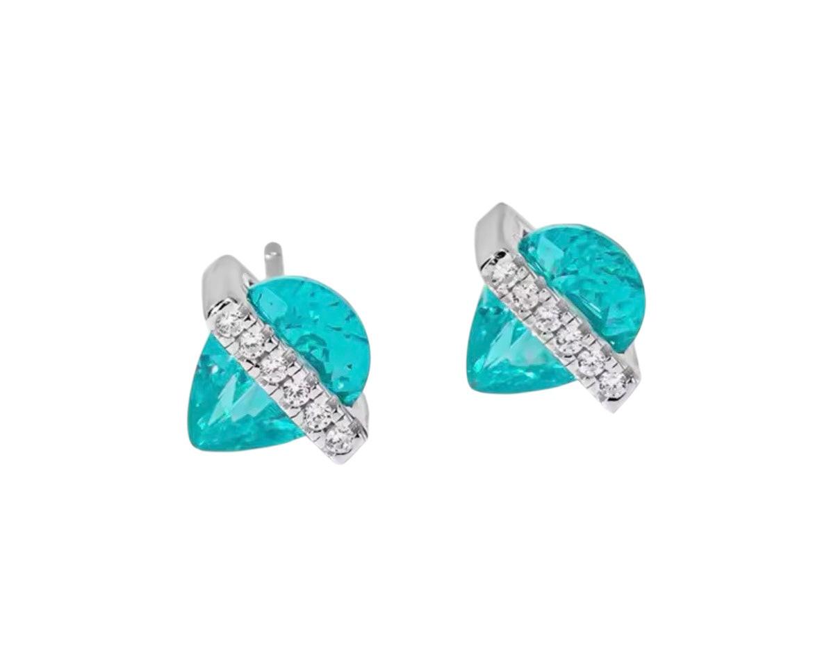 Bloo & Co Oval Blue Overlap Earrings.