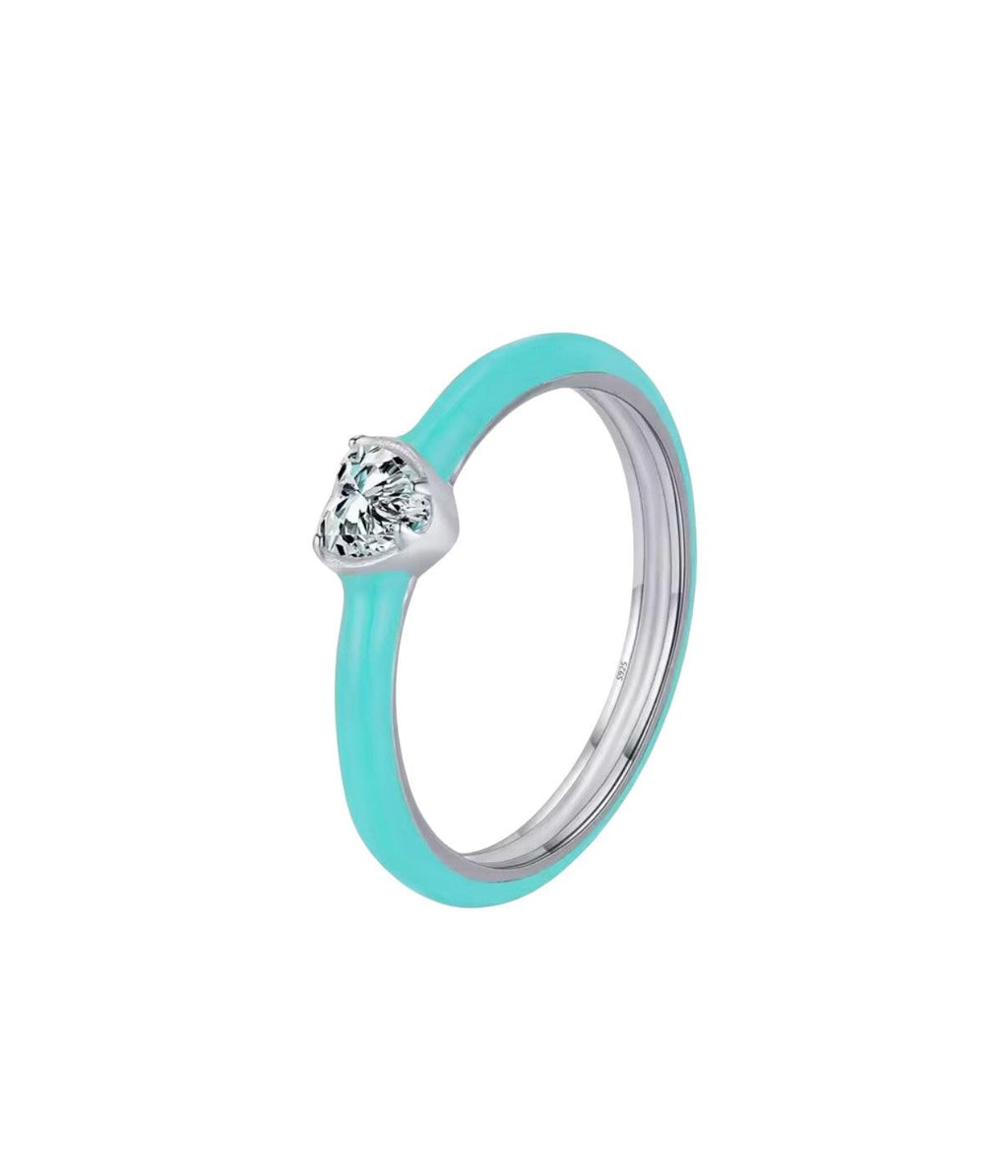 Bloo & Co Enamel Heart Gemstone Ring.