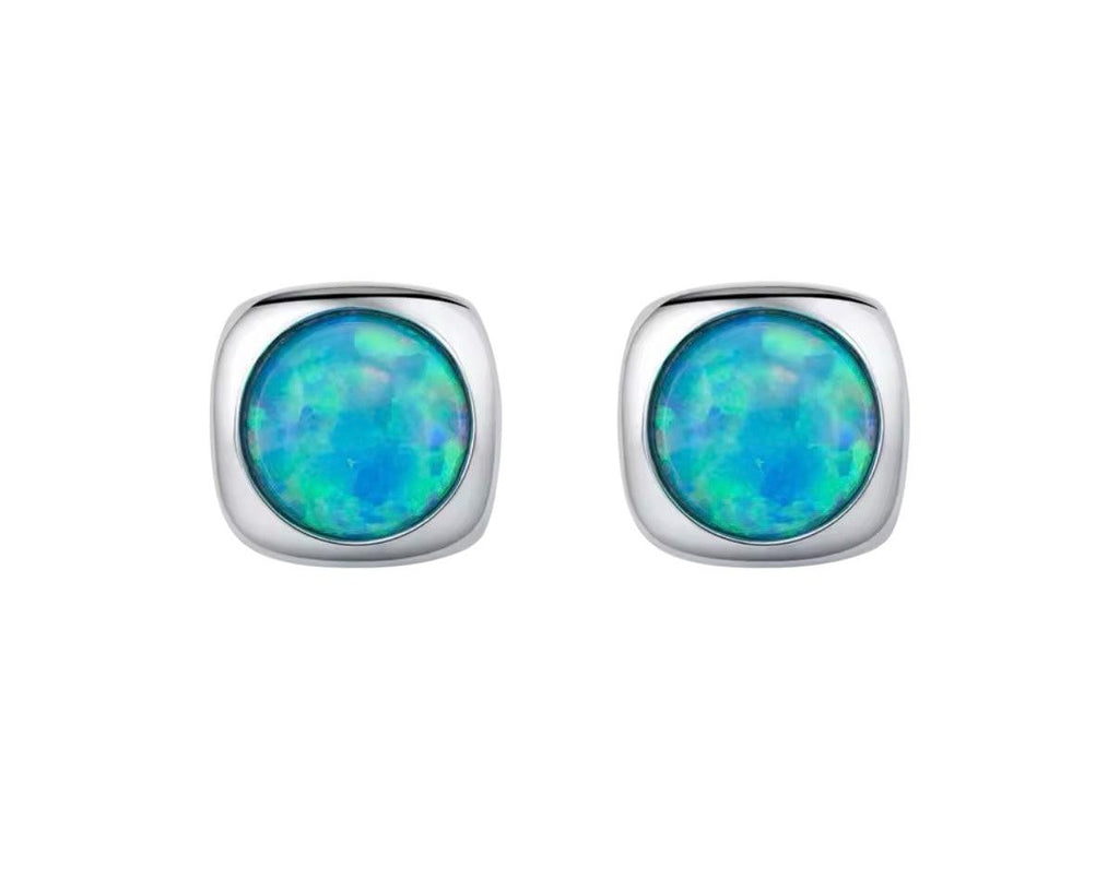 Bloo & Co Mini Square Blue Surround Earrings.