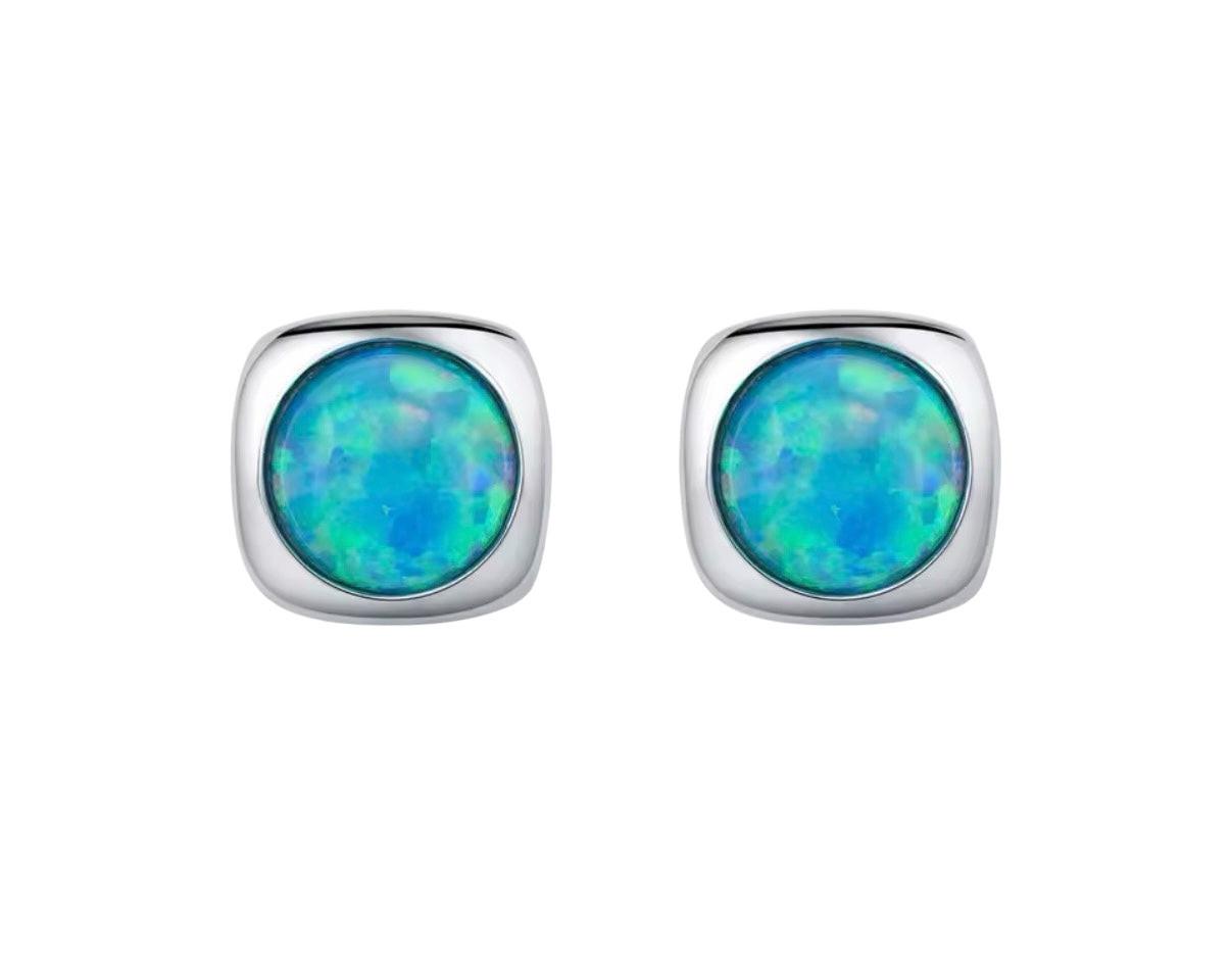 Bloo & Co Mini Square Blue Surround Earrings.