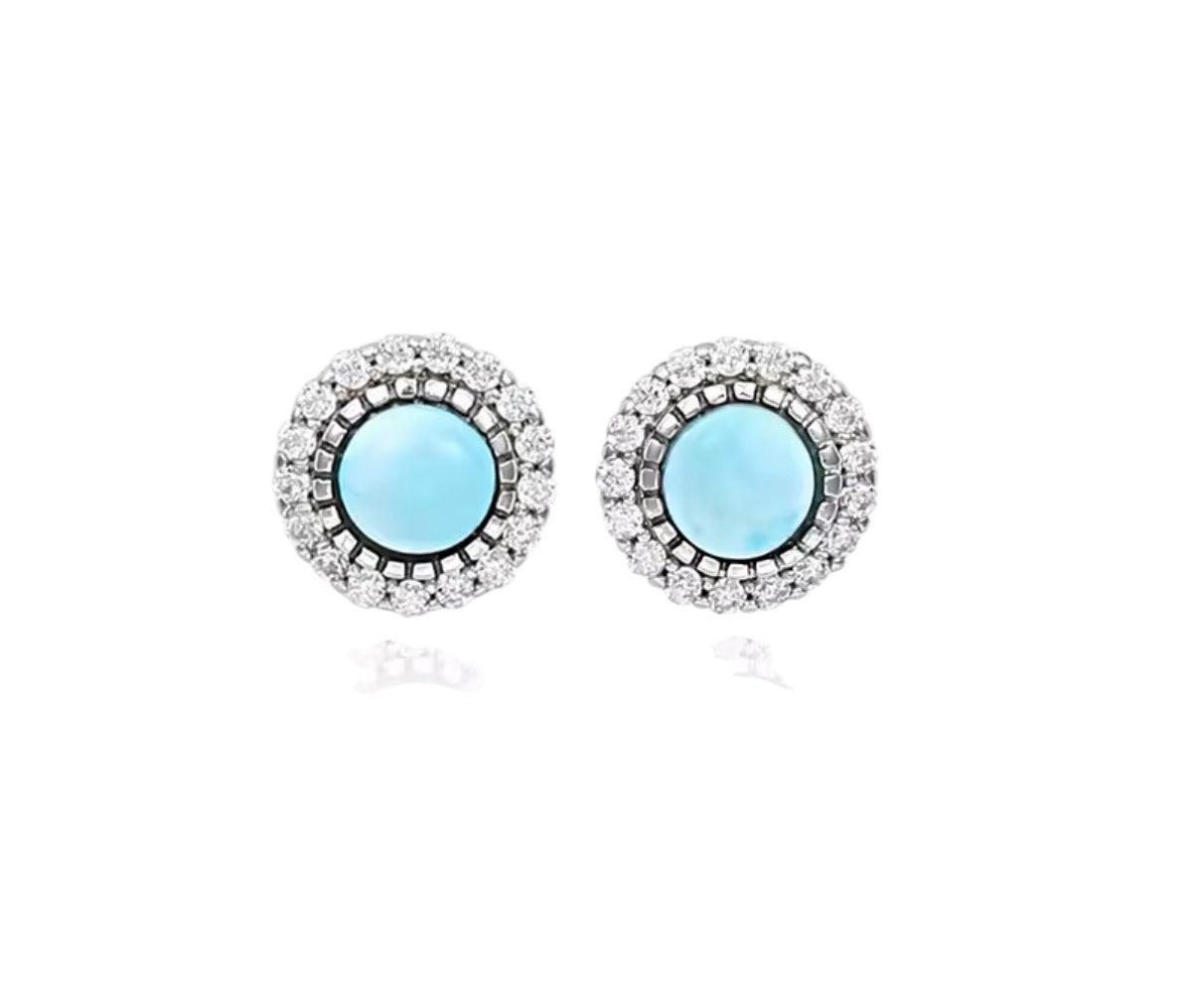 Bloo & Co Mini Circular Blue Surround Earrings.
