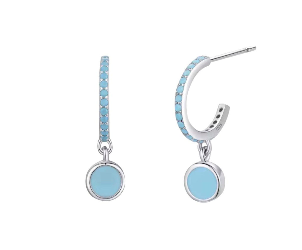 Bloo & Co Blue Circular Loose Dangle Earrings.