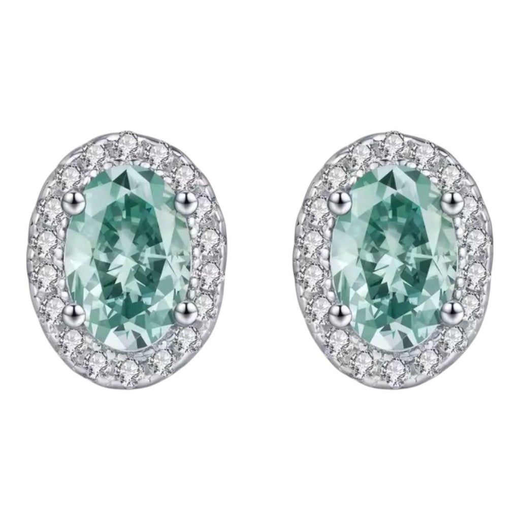 Bloo & Co Mini Oval Blue Surround Earrings.