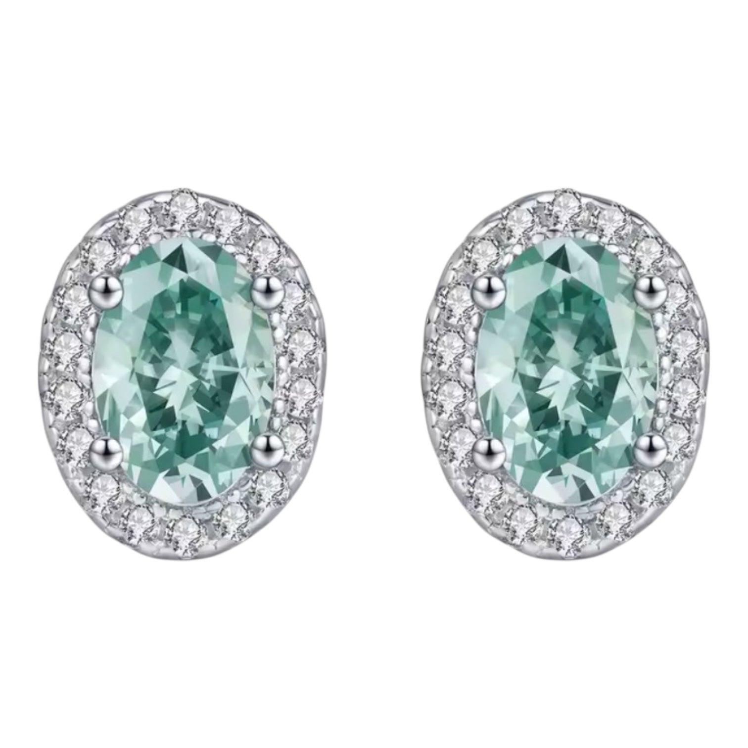 Bloo & Co Mini Oval Blue Surround Earrings.