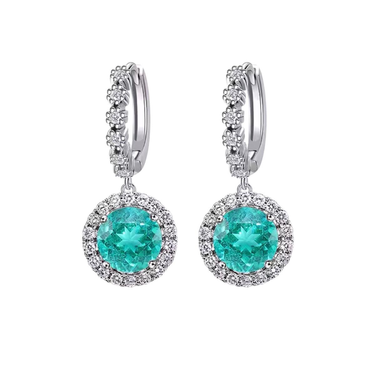 Bloo & Co Blue Paraiba Loose Circular Dangle Earrings.