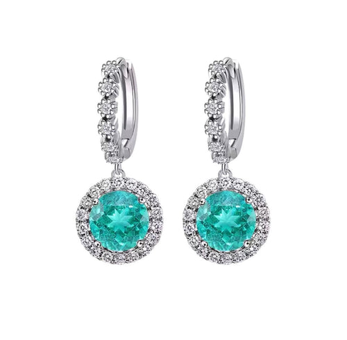 Bloo & Co Blue Paraiba Loose Circular Dangle Earrings.