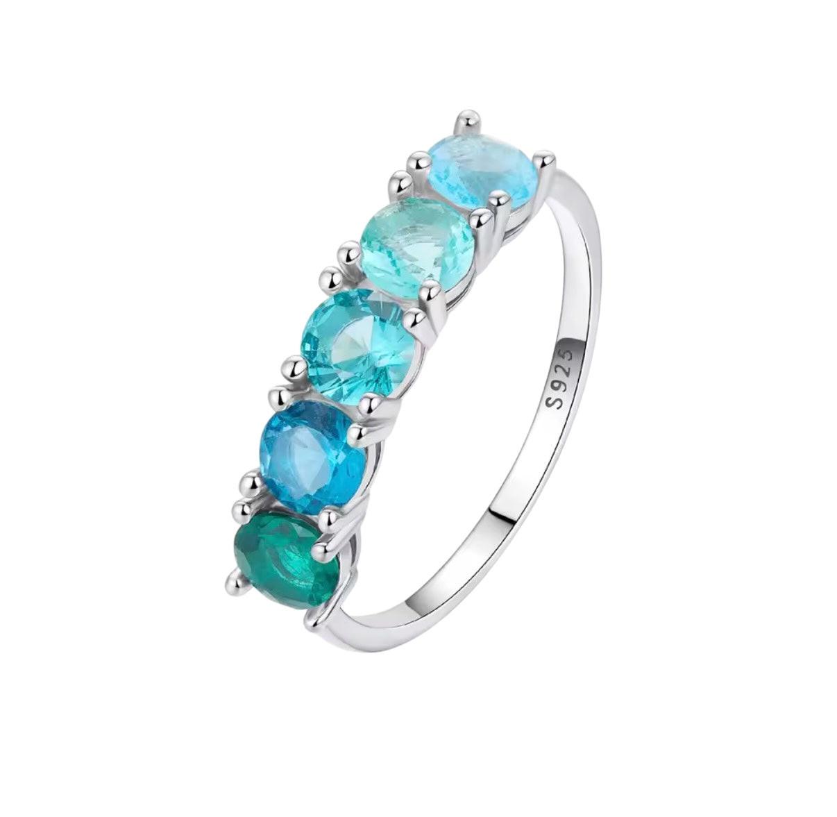 Bloo & Co 5 Stone Blue Rainbow Ring.