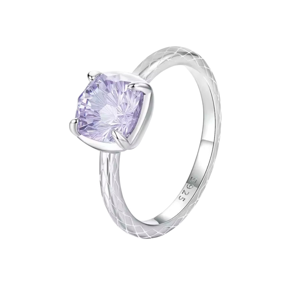 Bloo & Co Square Violet Pastel Ring in Silver