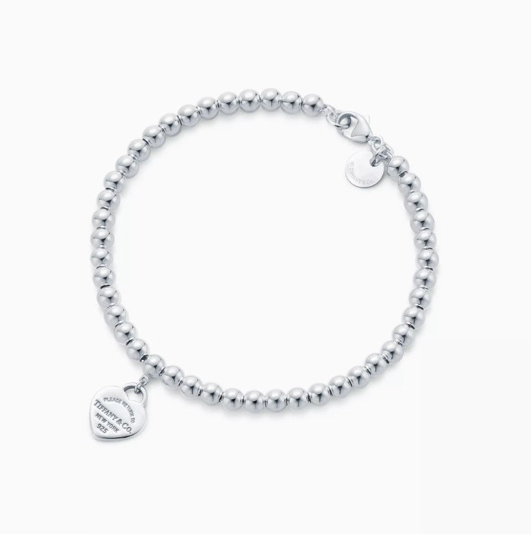 Tiffany Return To Pink Heart Tag Bead Bracelet