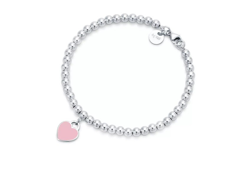 Tiffany Return To Pink Heart Tag Bead Bracelet